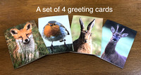 A set of 4 greeting cards - A6 sized. Blank inside, envelope included.